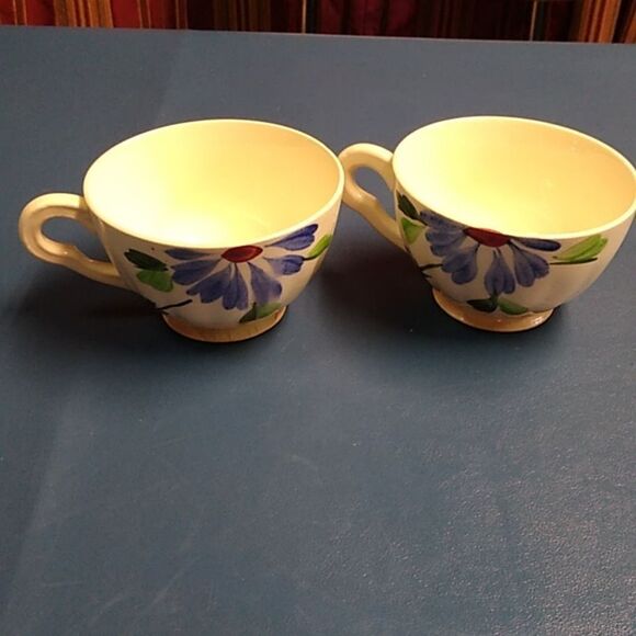 Vintage Blue Ridge Southern Pottery Footed Coffee/Tea Cups Floral Designs - Picture 4 of 8
